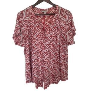 Lucky Brand Burnt Orange and Off-White Blouse - XL